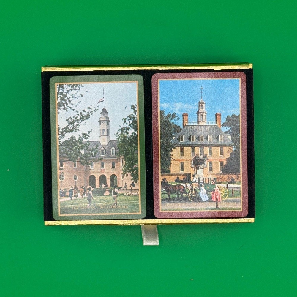 Congress Playing Cards Williamsburg VA Double Deck Velvet Case Vintage